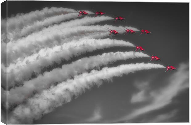 Red Arrows Topping Out Canvas Print by Gareth Burge Photography