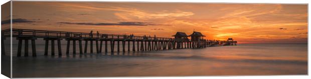 Naples Pier Sunset Pano Canvas Print by Gareth Burge Photography