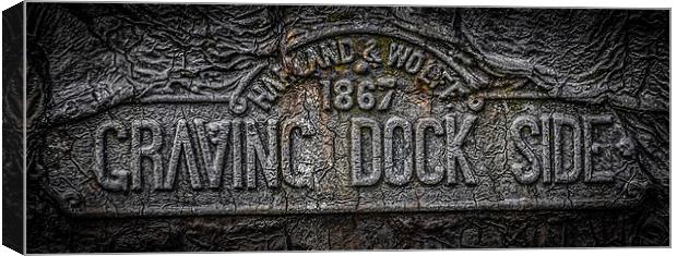 Dock-side Marker, Titanic Slipway, Belfast Canvas Print by Gareth Burge Photography