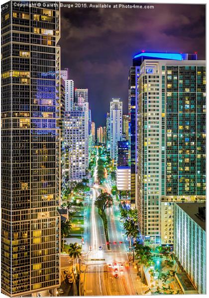 Night Colours of Miami Canvas Print by Gareth Burge Photography