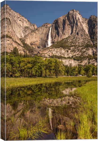 Upper Yosemite Falls Reflection Canvas Print by Gareth Burge Photography