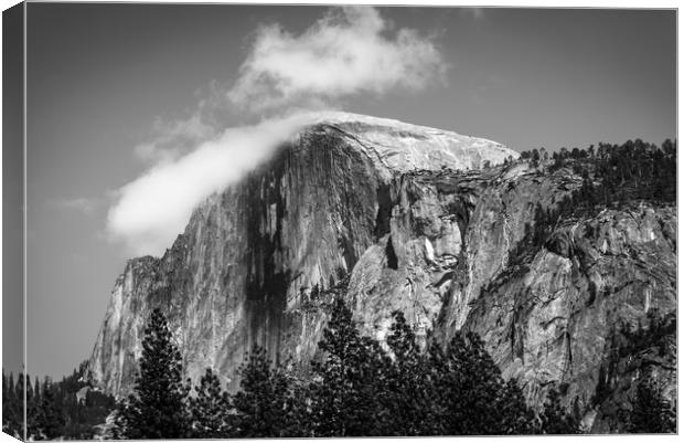Half Dome Topped with Clouds Canvas Print by Gareth Burge Photography