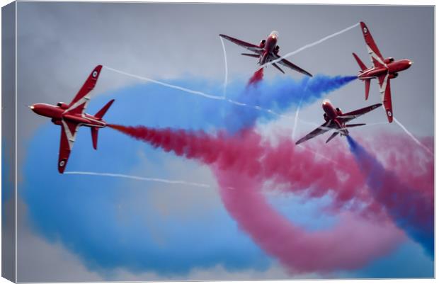 Red Arrows Painting The Sky Canvas Print by Gareth Burge Photography