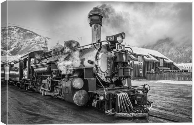 Steam Train Resting in Silverton CO Canvas Print by Gareth Burge Photography