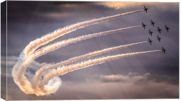 Red Arrows Spitfire Turn Canvas Print by Gareth Burge Photography