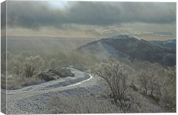  The Hills in Winter Canvas Print by Sue Dudley