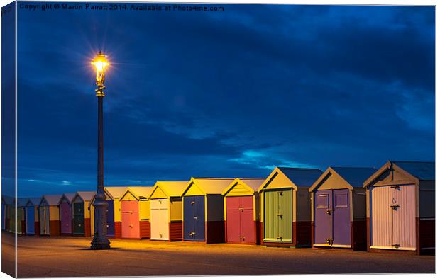 Hove Beach Huts at Night Canvas Print by Martin Parratt