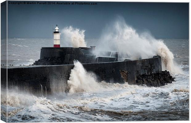  Stormy Sea at Newhaven Lighthouse Canvas Print by Martin Parratt