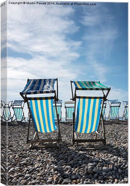 Deck Chairs at Beer Canvas Print by Martin Parratt