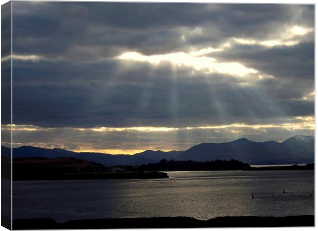 Stormclouds & Sunrays Loch Etive Canvas Print by Bill Lighterness