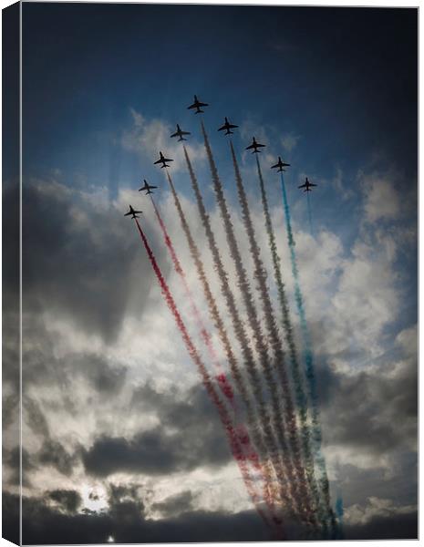 Red Arrows arrive at Prestwick Canvas Print by Rona Arkley
