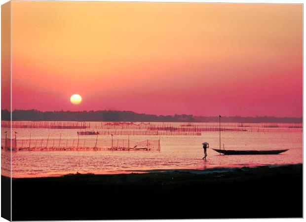 Evening on Chilika Lake Canvas Print by Sophia Yarwood