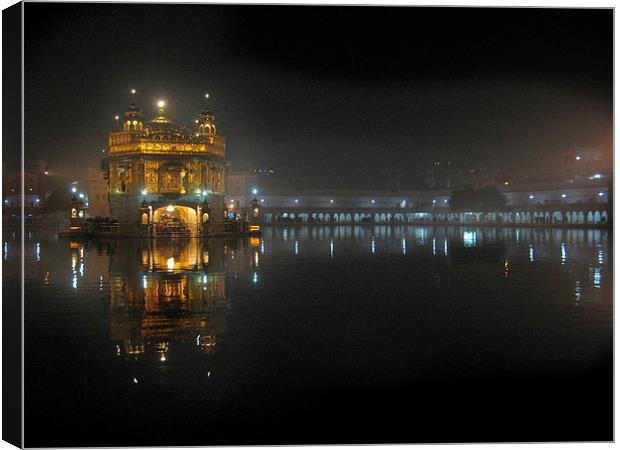 The Golden Temple at Night Canvas Print by Sophia Yarwood