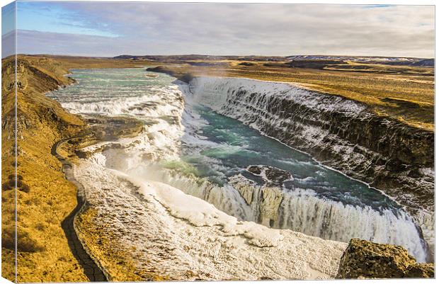 Gullfoss Waterfall Canvas Print by Laura Kenny