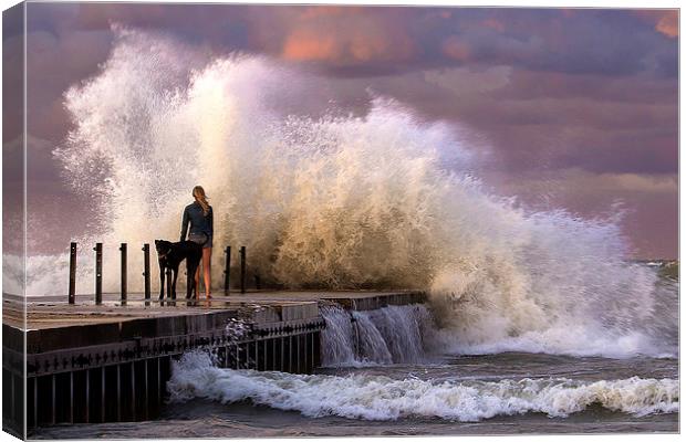 Girl and Wave Canvas Print by paul blake