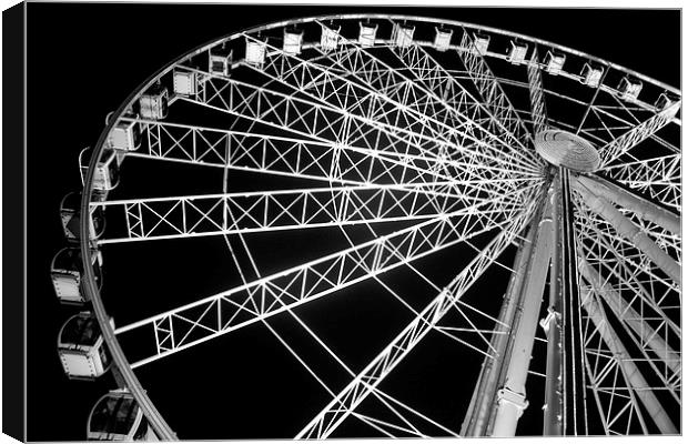 Night time Ferris Wheel Plymouth Canvas Print by Alasdair Rose