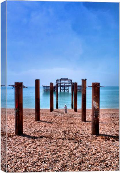 Man looking out to The West Pier Canvas Print by Paul Austen