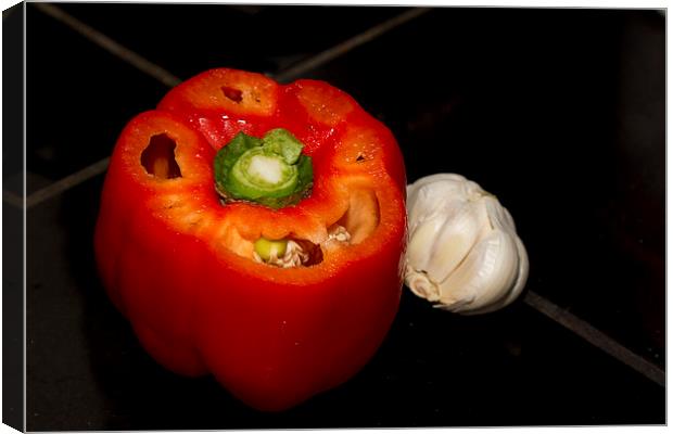 Pepper and Garlic Canvas Print by Anne Rodkin