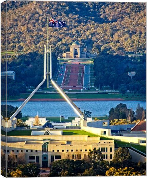 Parliament and War Memorial Canberra Australia 2 Canvas Print by Steven Ralser