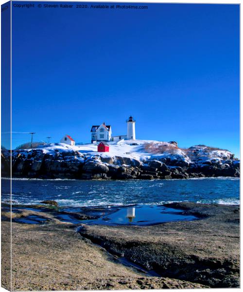 Winter at the Nubble Lighthouse - York - Maine III Canvas Print by Steven Ralser