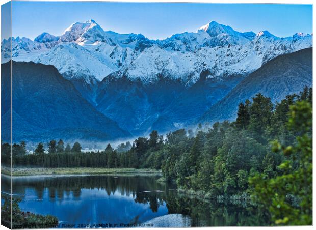 New Zealand Alps From Lake Matheson Canvas Print by Steven Ralser