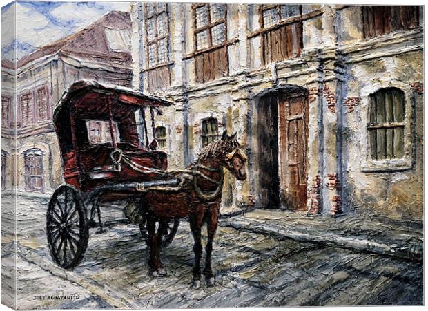 Red Carriage Canvas Print by Joey Agbayani