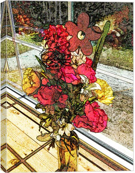 Window Bouquet Canvas Print by Pamela Briggs-Luther