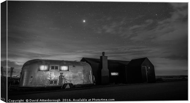 Dungeness House & Airstream under the stars Canvas Print by David Attenborough