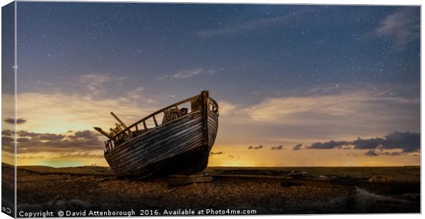 Old Dungeness Fishing Boat Under The Stars Canvas Print by David Attenborough