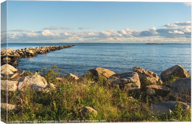 Clouds Along the Horizon Rocky Neck Canvas Print by Marianne Campolongo