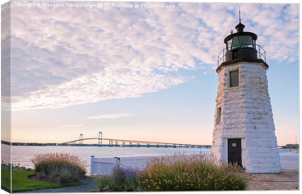 Goat Island lighthouse and bridge Canvas Print by Marianne Campolongo