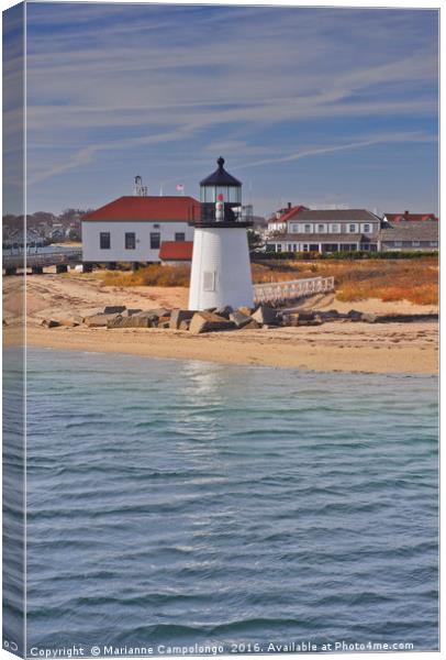 Brant Point Light Lighthouse, Nantucket, Massachus Canvas Print by Marianne Campolongo