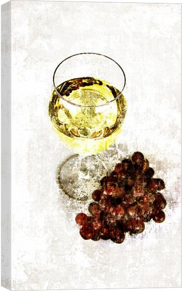 white wine glass with grapes Canvas Print by olga hutsul