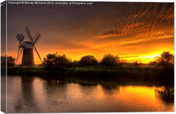 Glowing Norfolk Broads Sunset Canvas Print by Wendy Williams CPAGB