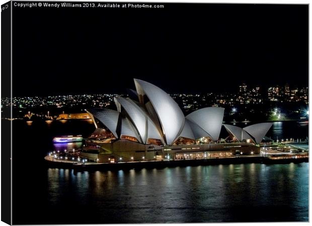 Sydney Opera House by Night Canvas Print by Wendy Williams CPAGB