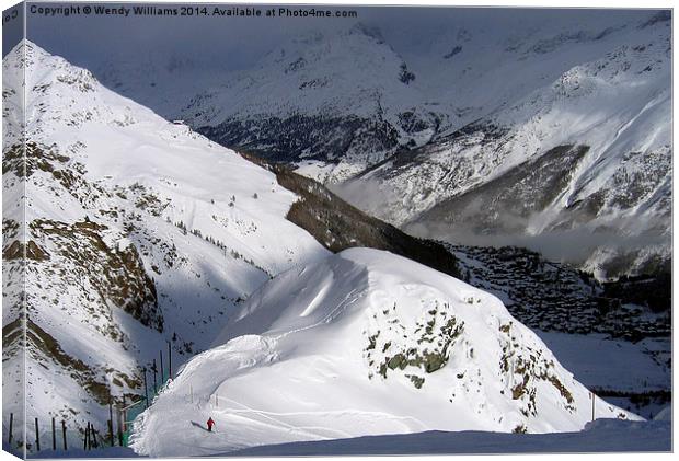  Skiing in Saas Fee Canvas Print by Wendy Williams CPAGB