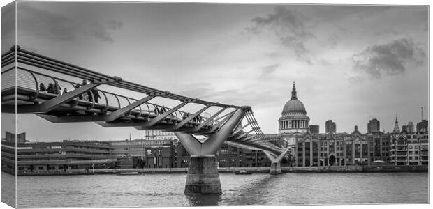 Millennium Bridge and St Pauls Cathedral Canvas Print by Wendy Williams CPAGB
