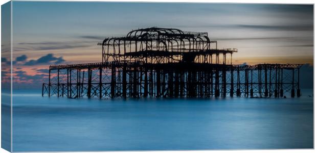 Evening Light on West Pier Brighton Canvas Print by Wendy Williams CPAGB