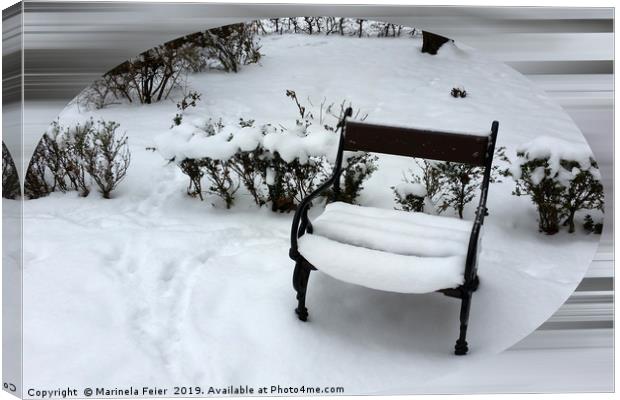New snow on the armchair Canvas Print by Marinela Feier