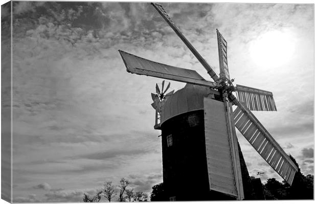 Heage Windmill in Black & White Canvas Print by leonard alexander