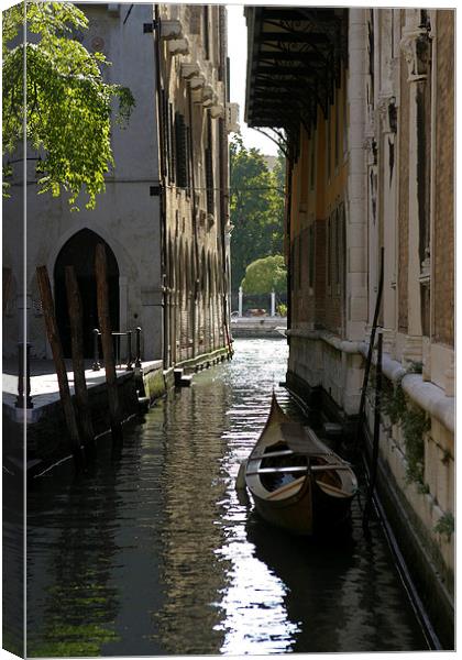 Quiet Canal in Venice Canvas Print by Belinda Greb