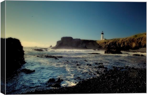 Yaquina Lighthouse and Beach, No. 2 Canvas Print by Belinda Greb