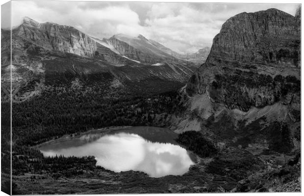 Grinnell Lake from the Trail No. 2 bw - Glacier NP Canvas Print by Belinda Greb