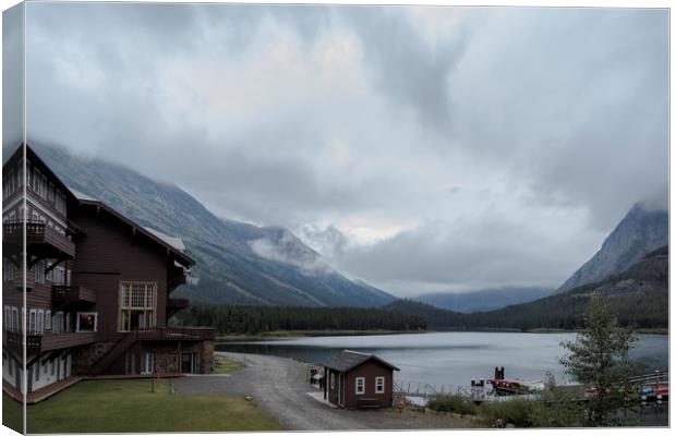 The View from Many Glacier Hotel Canvas Print by Belinda Greb