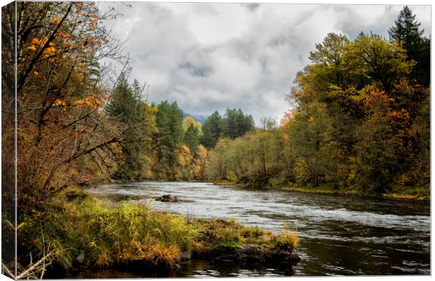 Fall on the McKenzie River Canvas Print by Belinda Greb