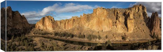 Smith Rock and Crooked River Panorama Canvas Print by Belinda Greb