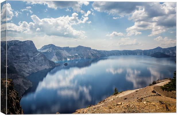 Crater Lake with a view of the Phantom Ship Canvas Print by Belinda Greb