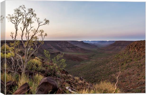 Dawn at Klip River Valley in Namibia Canvas Print by Belinda Greb
