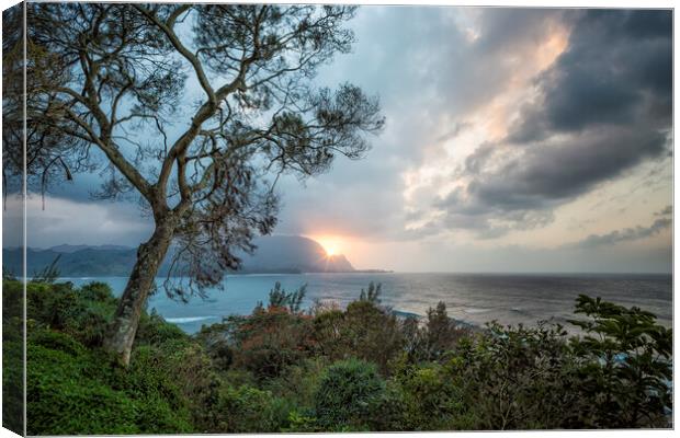 Sunset Over Hanalei Bay from St Regis Canvas Print by Belinda Greb
