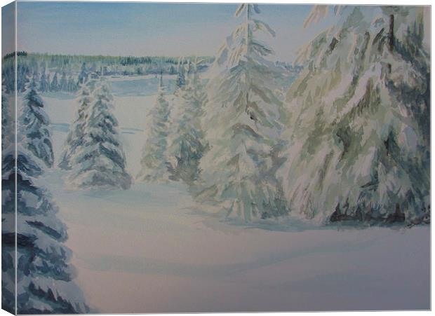 Winter In Gyllbergen Canvas Print by Martin Howard